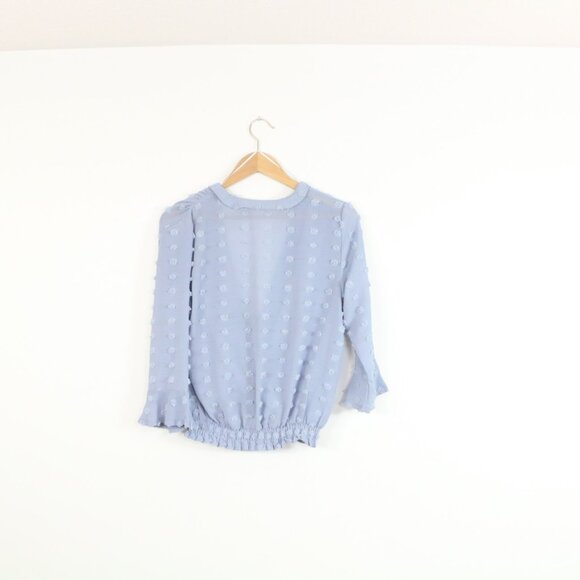 *Laffaire Blue Deep V Neck Blouse - Picture 7 of 7